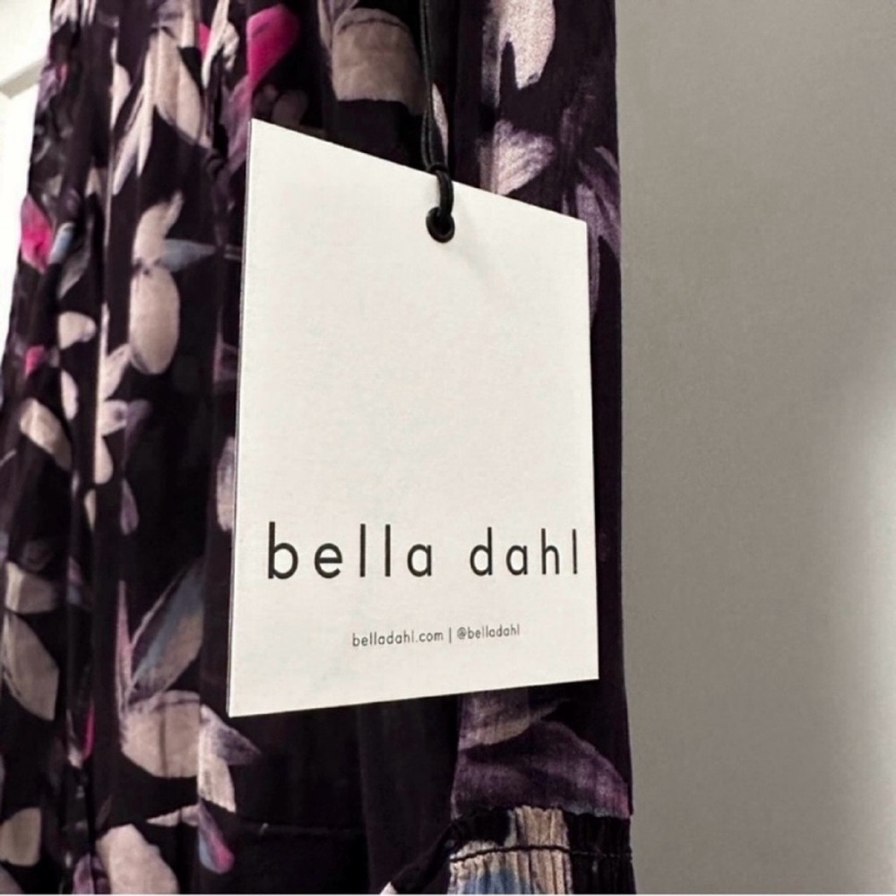 💜 NWT! BELLA DAHL Plum Floral Long Sleeves Smocked Back Maxi Dress - Size Medium - Picture 7 of 8